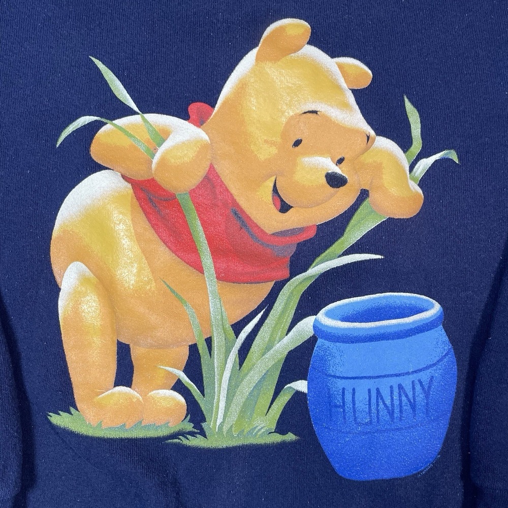 Vtg‎ Disney Winnie The Pooh Graphic Sweatshirt Mens L XLCrewneck Blue 90s Retro - Picture 3 of 7
